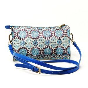 Tory Burch Robinson Printed Blue Crossbody Handbag